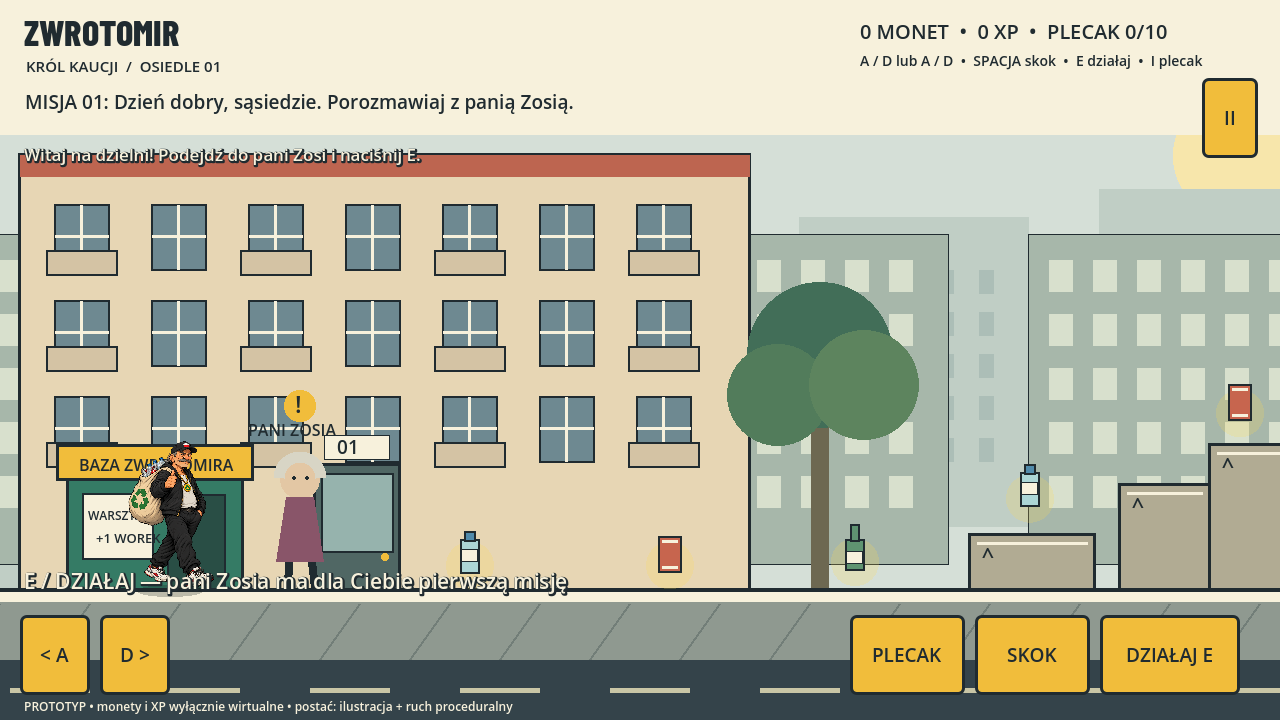 Rzeczywisty screenshot uruchomionego prototypu Godot Osiedle 01.